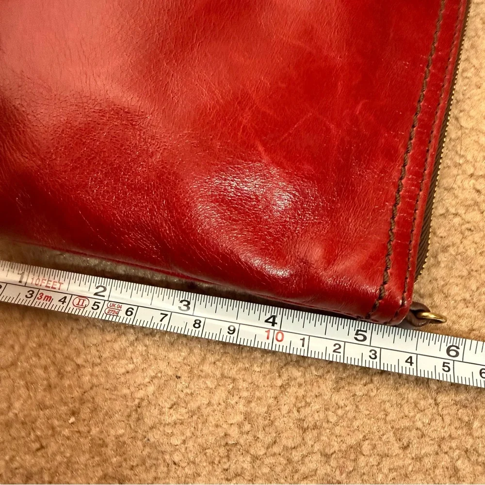 HOBO red leather zip top minimalist clutch southwestern - Picture 7 of 16